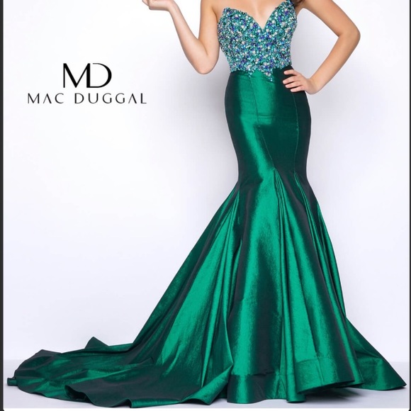 Mac Duggal Emerald Green Formal Prom 